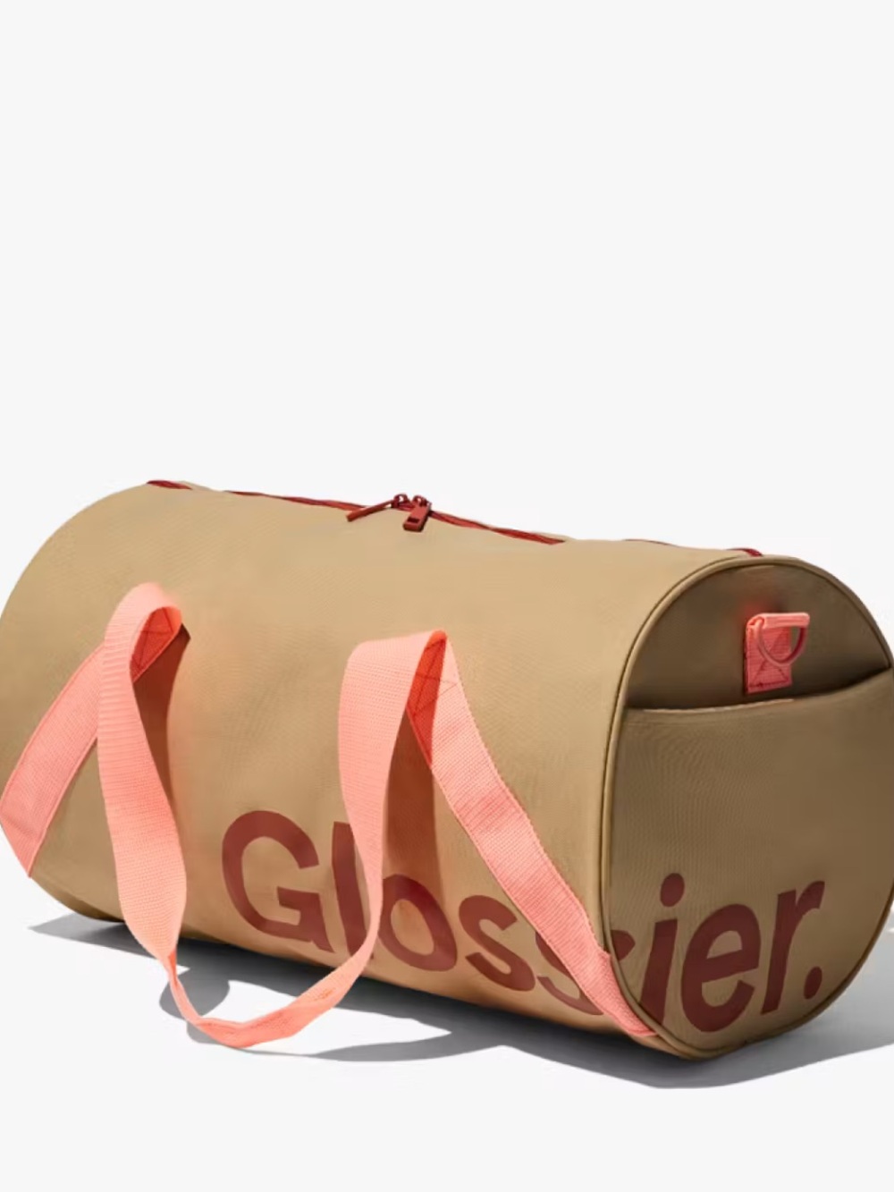 Glossier Gym Duffle Bag in Tan & Pink